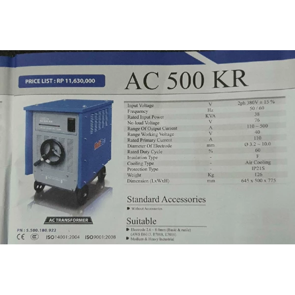 mesin las listrik multipro AC 500 KR