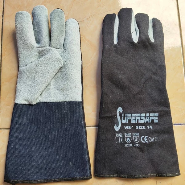 14in Jeans Leather Welding Gloves